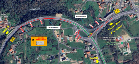 Imaxe da nova:As obras de mantemento do paso superior da OU-525 no enlace que dá acceso ao polígono de San Cibrao das Viñas fai necesario mañá o ...