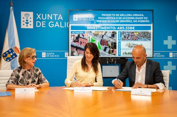 Imaxe da nova:A Xunta asina co Concello do Porriño o convenio para a mellora urbana, paisaxística e de accesibilidade do parque Alcalde Ordóñez, ...