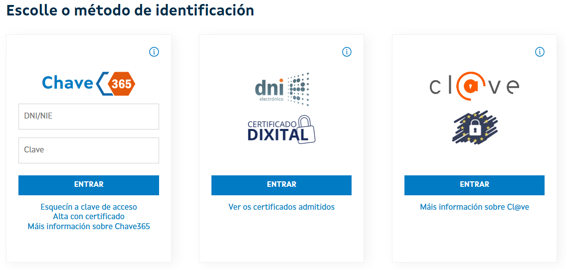 Escoller método de identificación