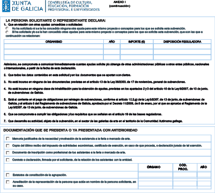 Imagen del artículo ORDEN de 27 de marzo de 2024 por la que se establecen las bases reguladoras para la concesión de subvenciones a las galerías de arte para la participación en ferias y mercados de arte fuera de la Comunidad Autónoma de Galicia, y se convocan para el año 2024 (código de procedimiento CT215C).